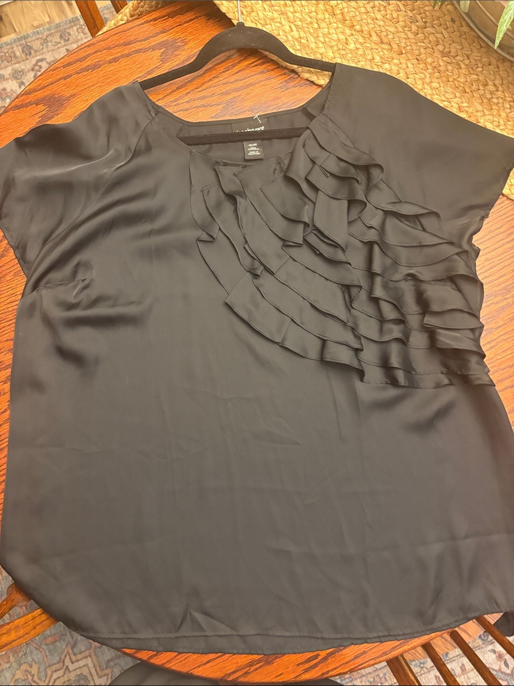 Lane Bryant Black Ruffle-Front Blouse